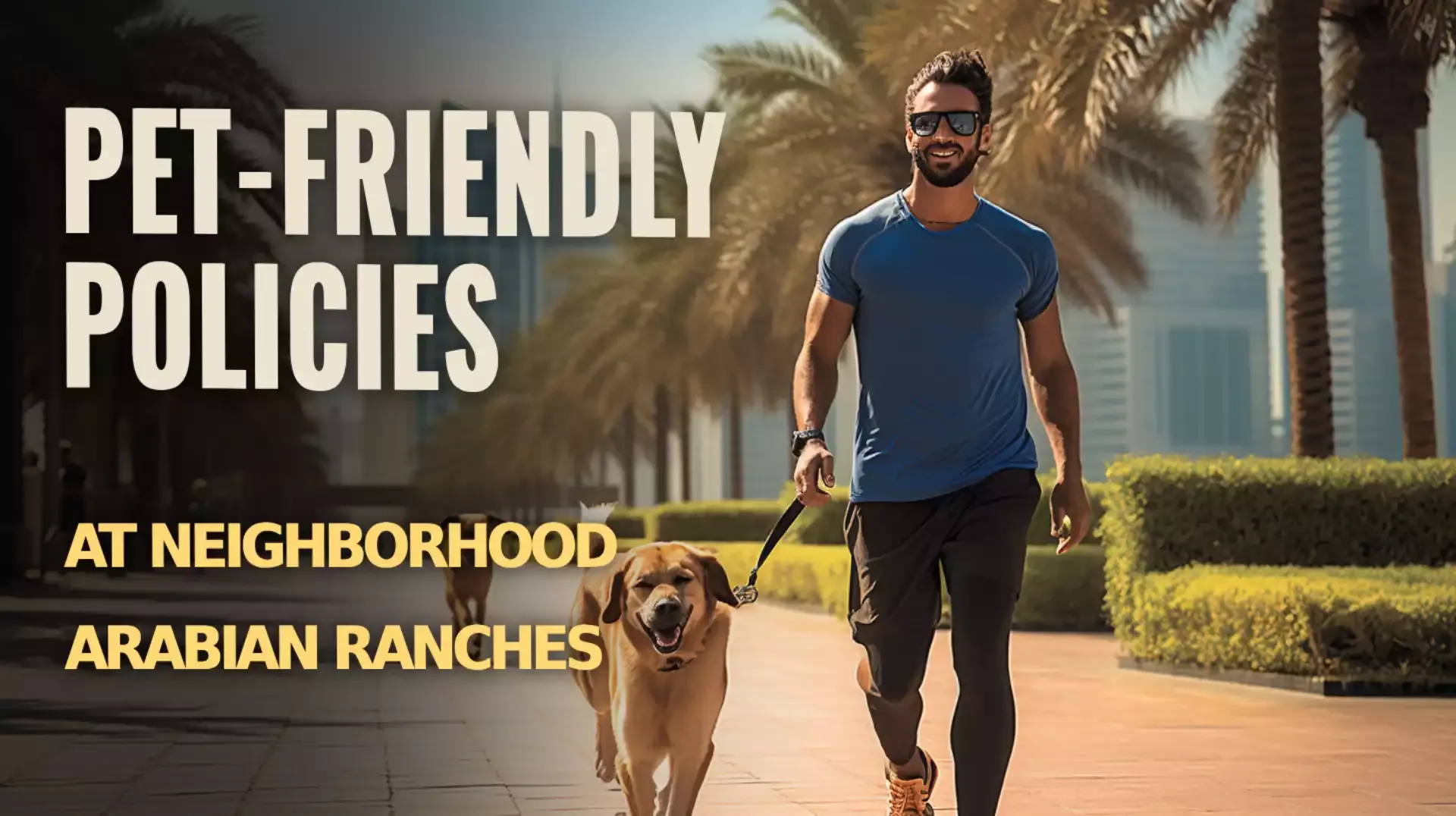 Pet-Friendly Policies at Arabian Ranches - Man Jogging with His Dog Along the Waterfront