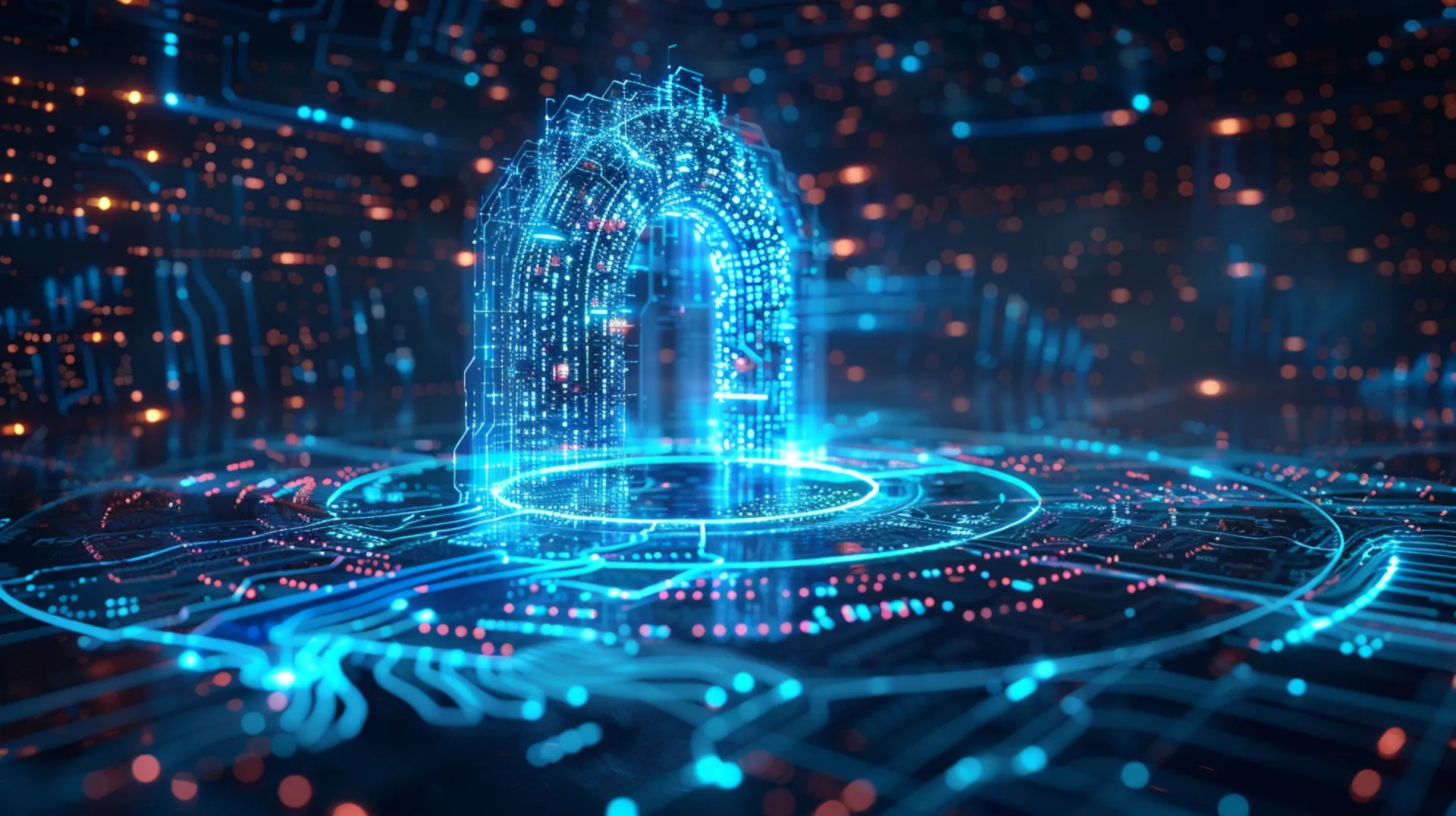 Hologram showcasing cutting-edge cybersecurity technologies