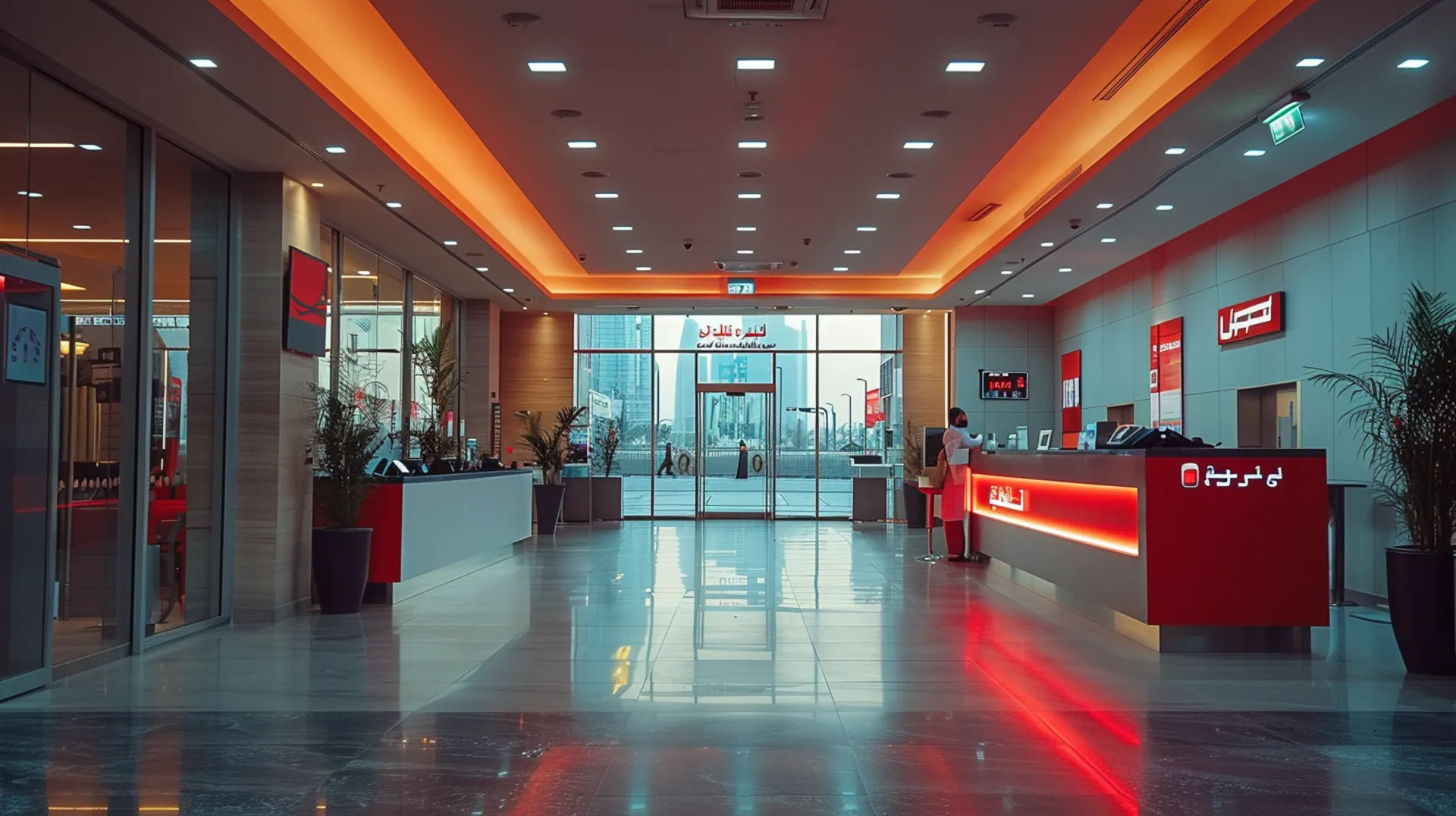 A bank branch, modernized to fit contemporary trends, located in the heart of Dubai city