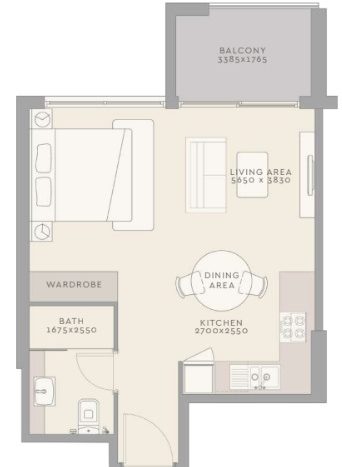 Apartment on Majan, Dubai, 44.8 m2  | Foto 2