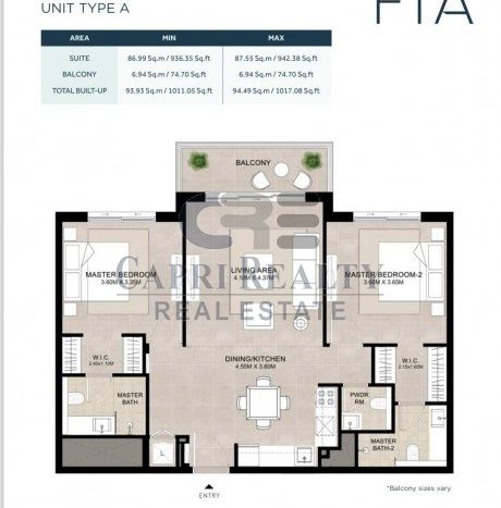 Квартира в Town Square, Дубай, 2 спальни, 110.4 м2