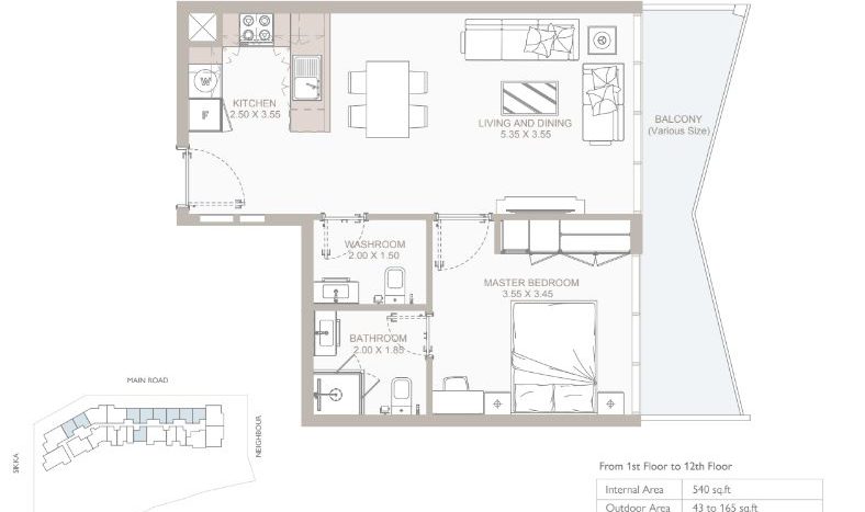 Buy Apartment on Yas Island, Abu-Dhabi, 1 bedroom, 658 sq. ft. | Foto 3