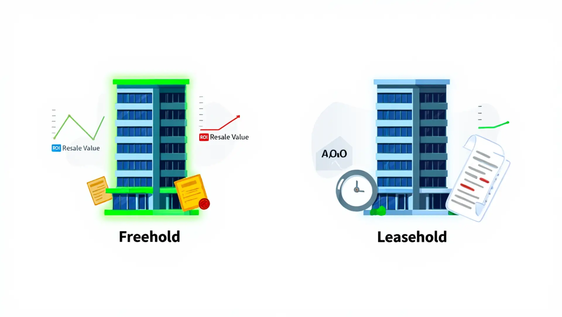 Comparing investment potential of freehold and leasehold properties in Dubai