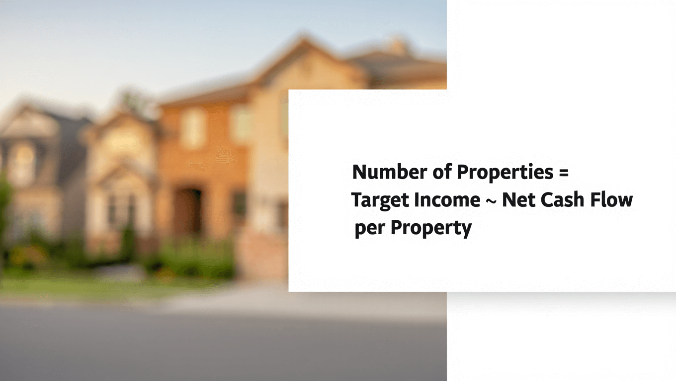 Formula showing how to calculate the number of properties based on target income and net cash flow per property