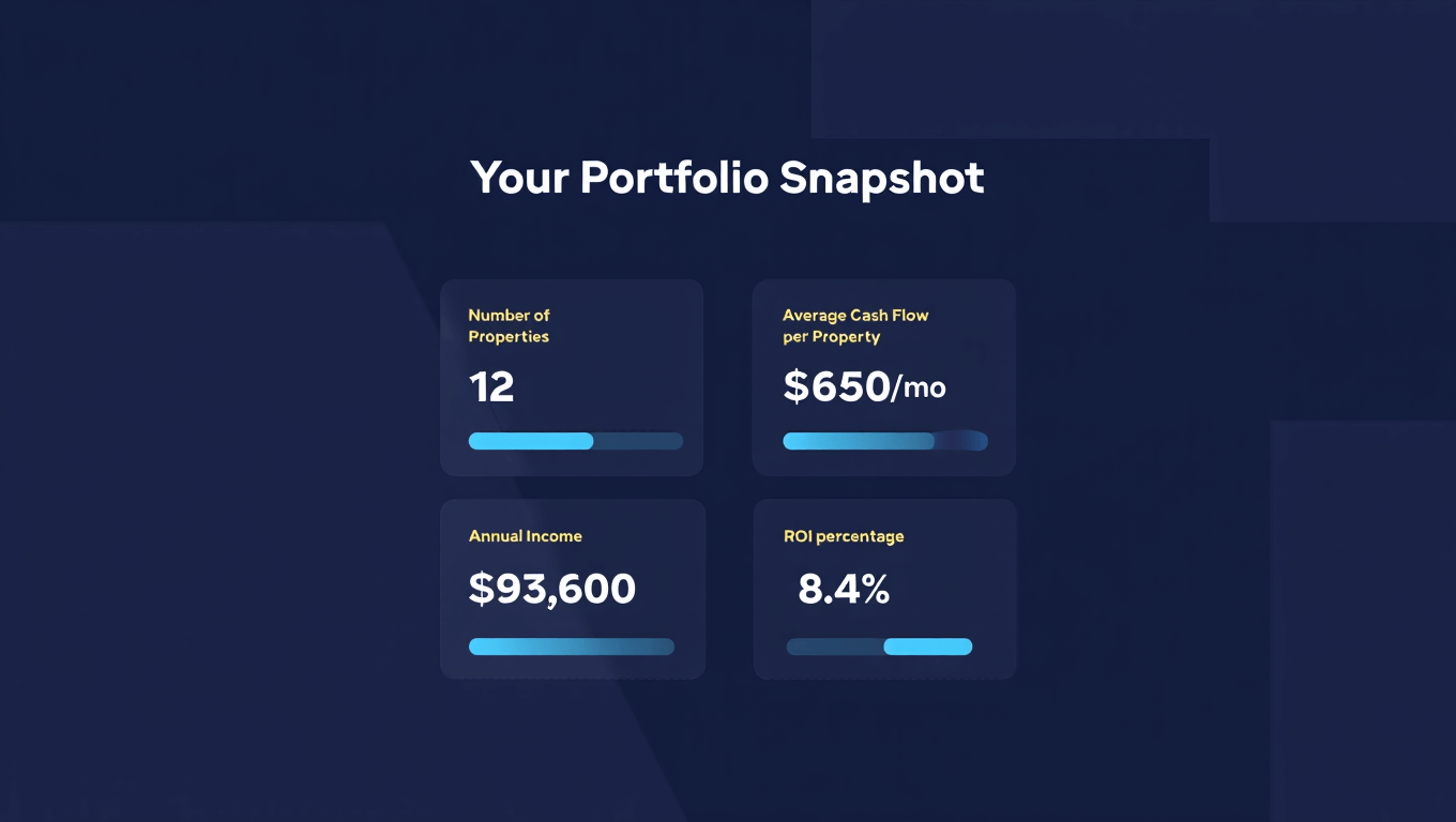 Interactive table allowing users to input property count, average cash flow, and annual income to automatically calculate ROI and visualize portfolio performance
